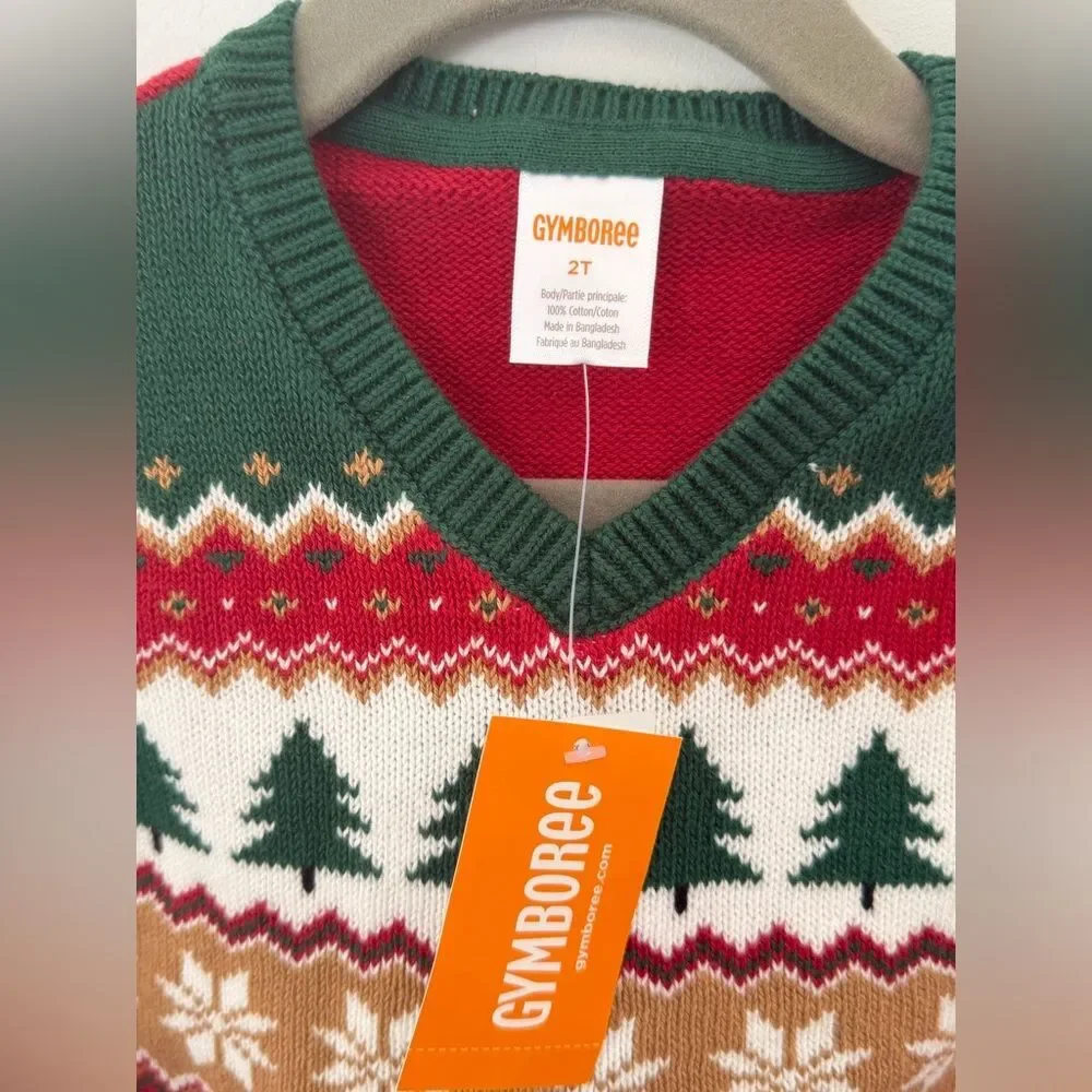Gymboree Red and Green Kids Sweater Vest size 2T